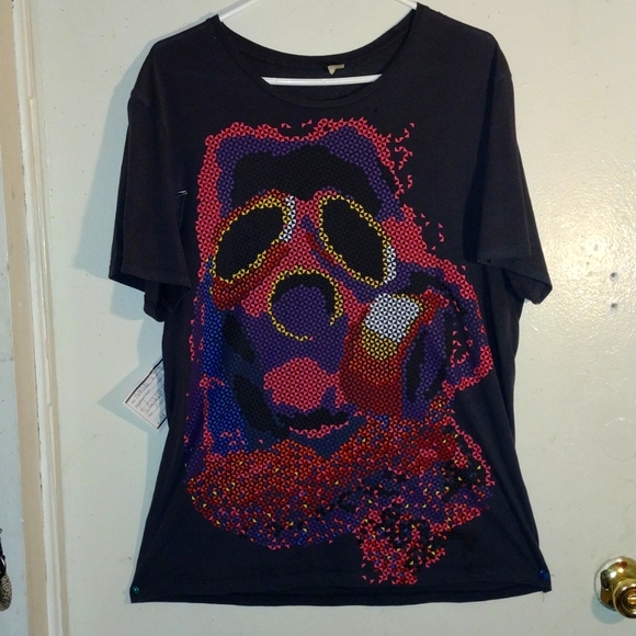 Gas Mask or Skull Face Image- Tee Shirt Size Men's Large-Done by H&M Divided Blu - Picture 2 of 5